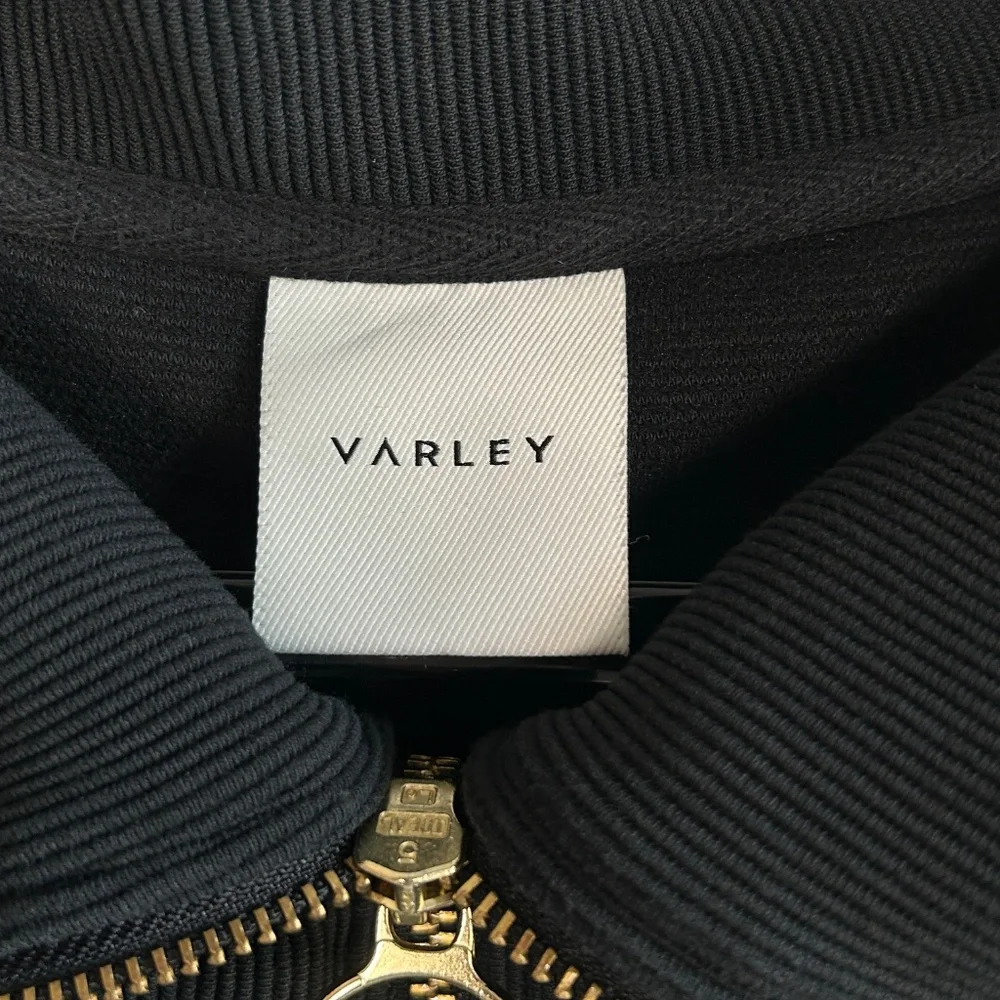 Varley women size S Vine half zip sweater black ottoman fabric ribbed athleisure - Picture 9 of 12